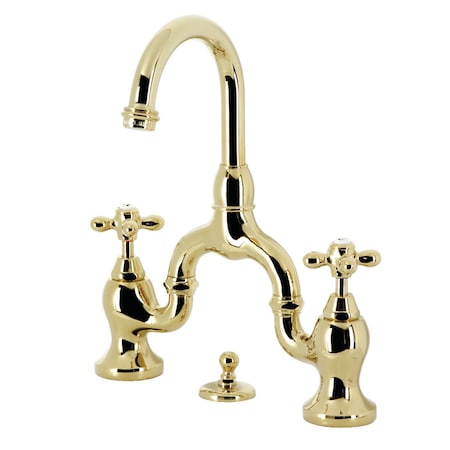 Kingston Brass Bridge Bathroom Faucet with Brass Pop-Up, Polished Brass KS7992AX